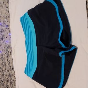 LULULEMON BLACK AND TURQUOISE RUNNING SHORTS.size (4)